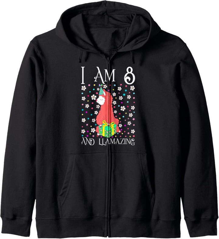 Kids I'm 8 Llamazing Gift Girl Llama Cute Happy 8th Birthday Kapuzenjacke