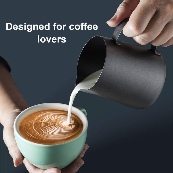 900ML Edelstahl Milchkännchen Kit Milchaufschäumer Kännchen mit Messung Mark und Latte Art Stift Sch