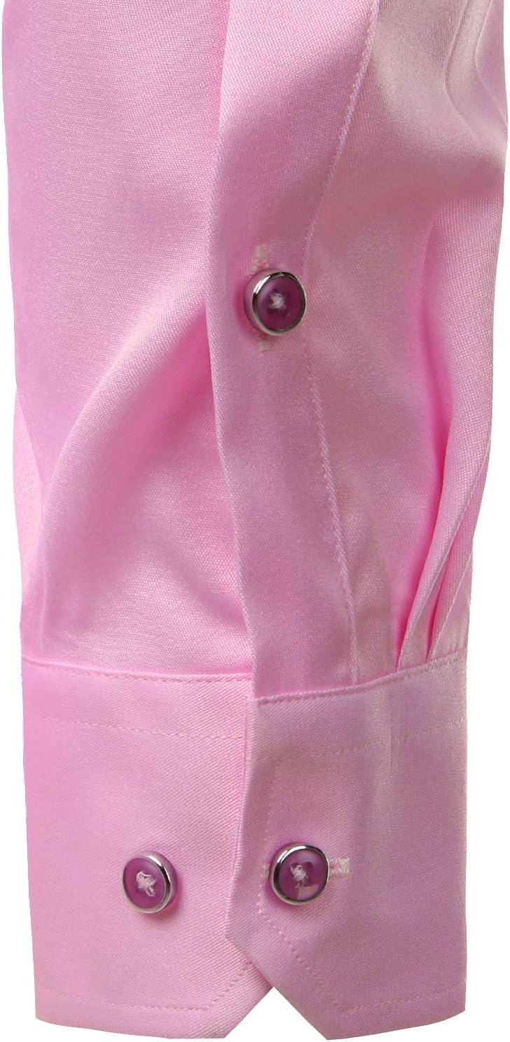PARKLEES Herren Tailliert Freizeit Langarm Hemd Businesshemd für Hochzeit Business M Rosa, M Rosa