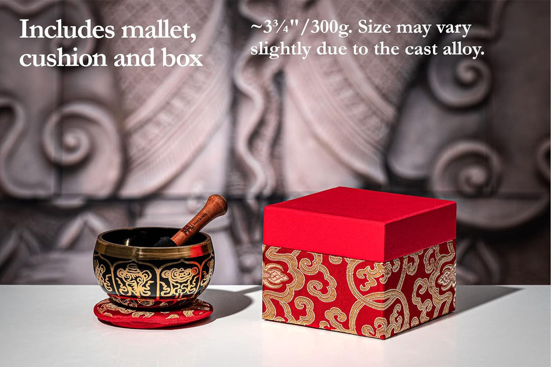 Sonic Energy Ornamental Singing Bowl – Geschenke Set, 300g Klangschale – Meditation, Deko, Yoga – in