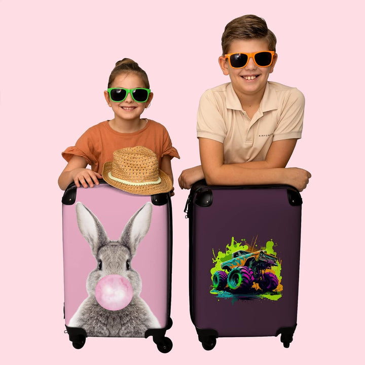 NoBoringSuitcases.com® Koffer Handgepäck Trolley Rollkoffer Kleine Reisekoffer mit 4 Rollen - Monste