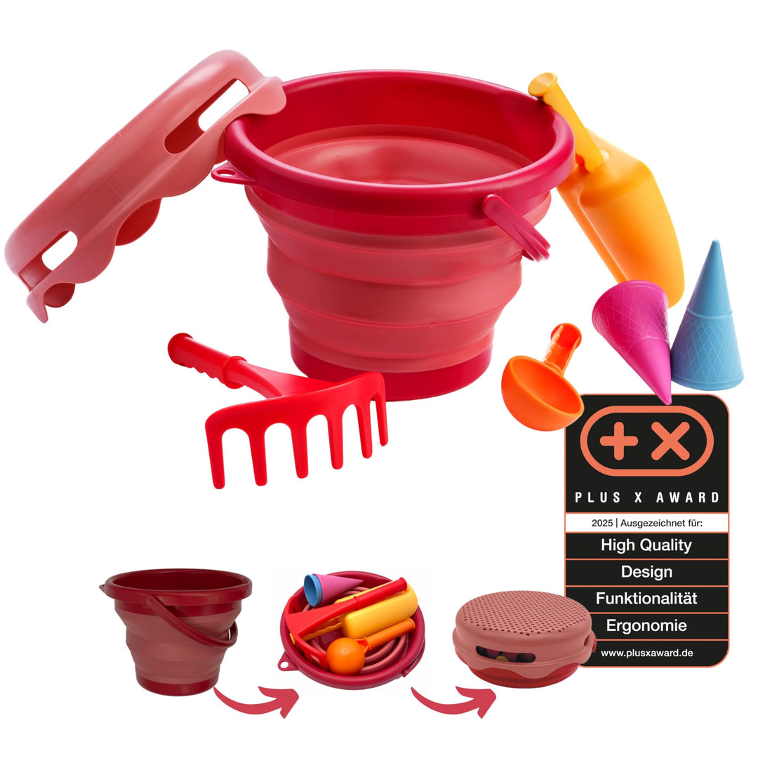 Schildkröt 7in1 Sand Toys Set, innovatives Sand-Spielset im Handtaschenformat, kompakt und platzspar