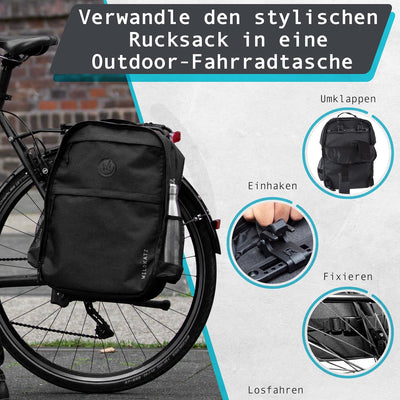 Wildkatz Felis - Fahrradtasche und Rucksack 30 Liter - inklusive wasserdichtem Regencape - Gepäckträ