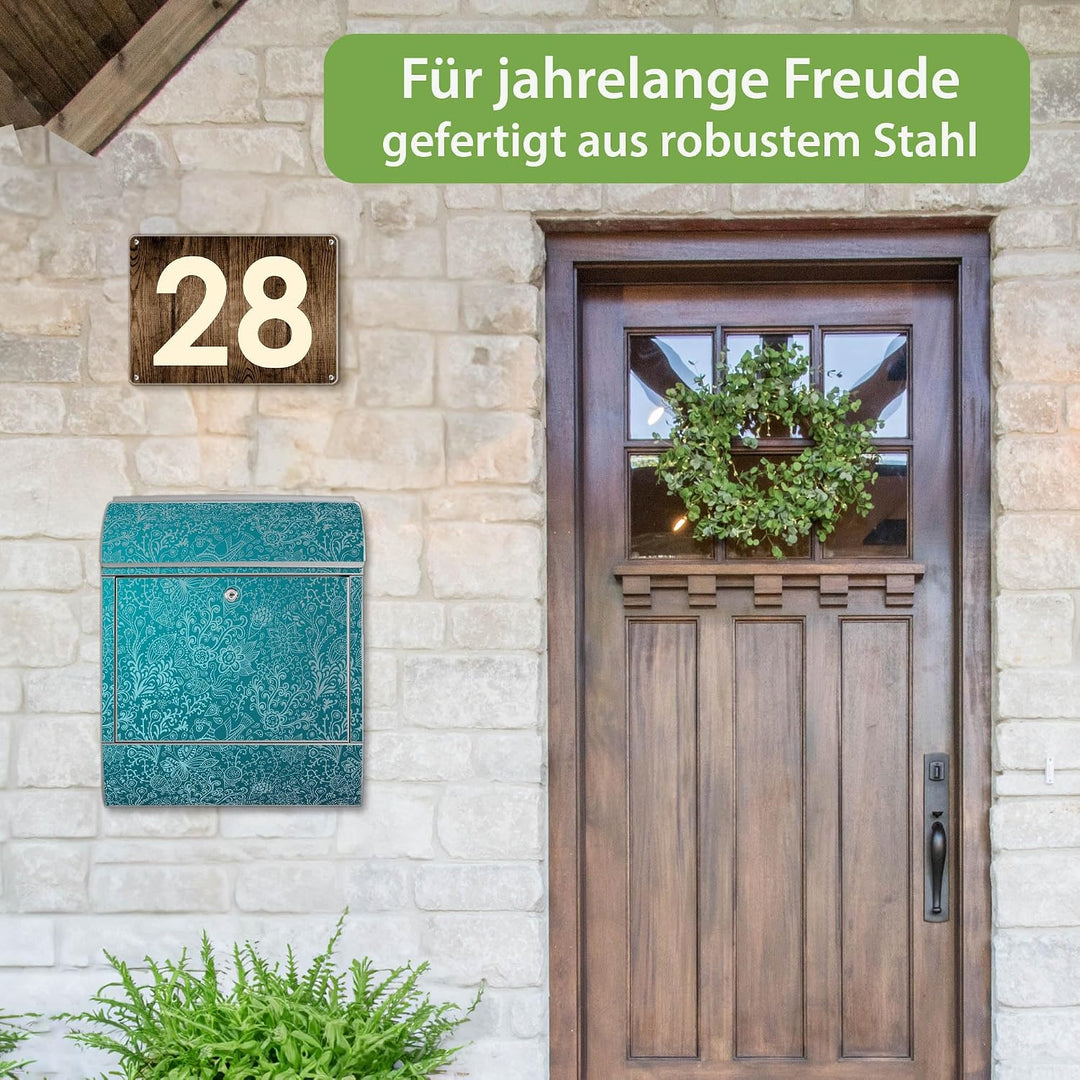 banjado® Design Briefkasten mit Motiv Mandala Landschaft 39x47x14cm &amp; 2 Schlüssel - Briefkasten Stah