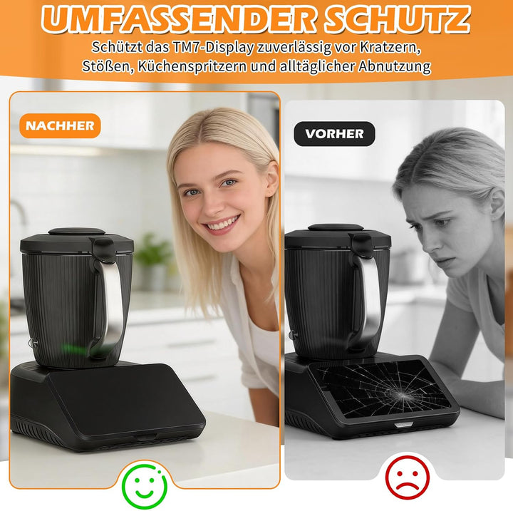 3-in-1 Displayschutz Set für Thermomix TM7 – Silikon Displayabdeckung + 2x 9H Panzerglas Schutzfolie