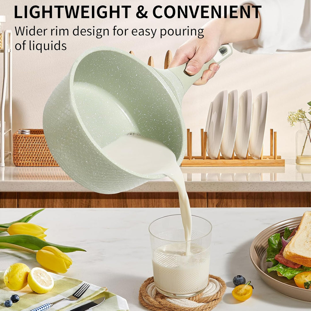 DYGG Stielkasserolle 16 cm mit Deckel 1.5L - Töpfe Antihaftbeschichtet für alle Herde inkl. Induktio