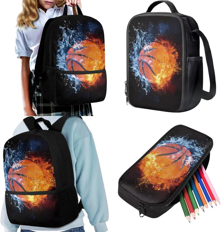 Renewold School Backpack Set 3Pcs with Lunch Box Pencil Case Girls Backpacks Ages 6-18 Portable Lunc