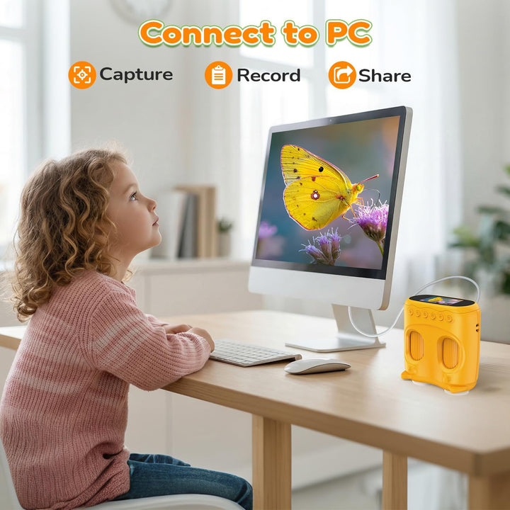 1000X Mikroskop für Kinder Taschenmikroskop Digital: 2-in-1 Handmikroskop und Teleskop für Kinder mi