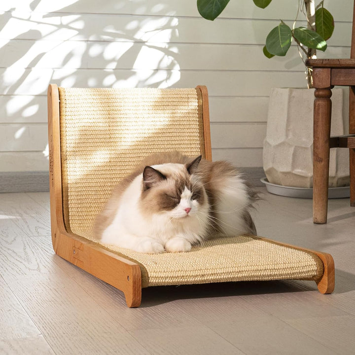 CheerPals L-Form Sisal Kratzbrett Katzen - 105° Design, Katze Kratzer aus Massives Buchenholz & Natü