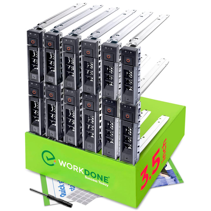 WORKDONE 12er-Pack - 3,5" Festplatten-Caddy - Kompatibel für Dell PowerEdge Server 14.-15. Gen. - mi