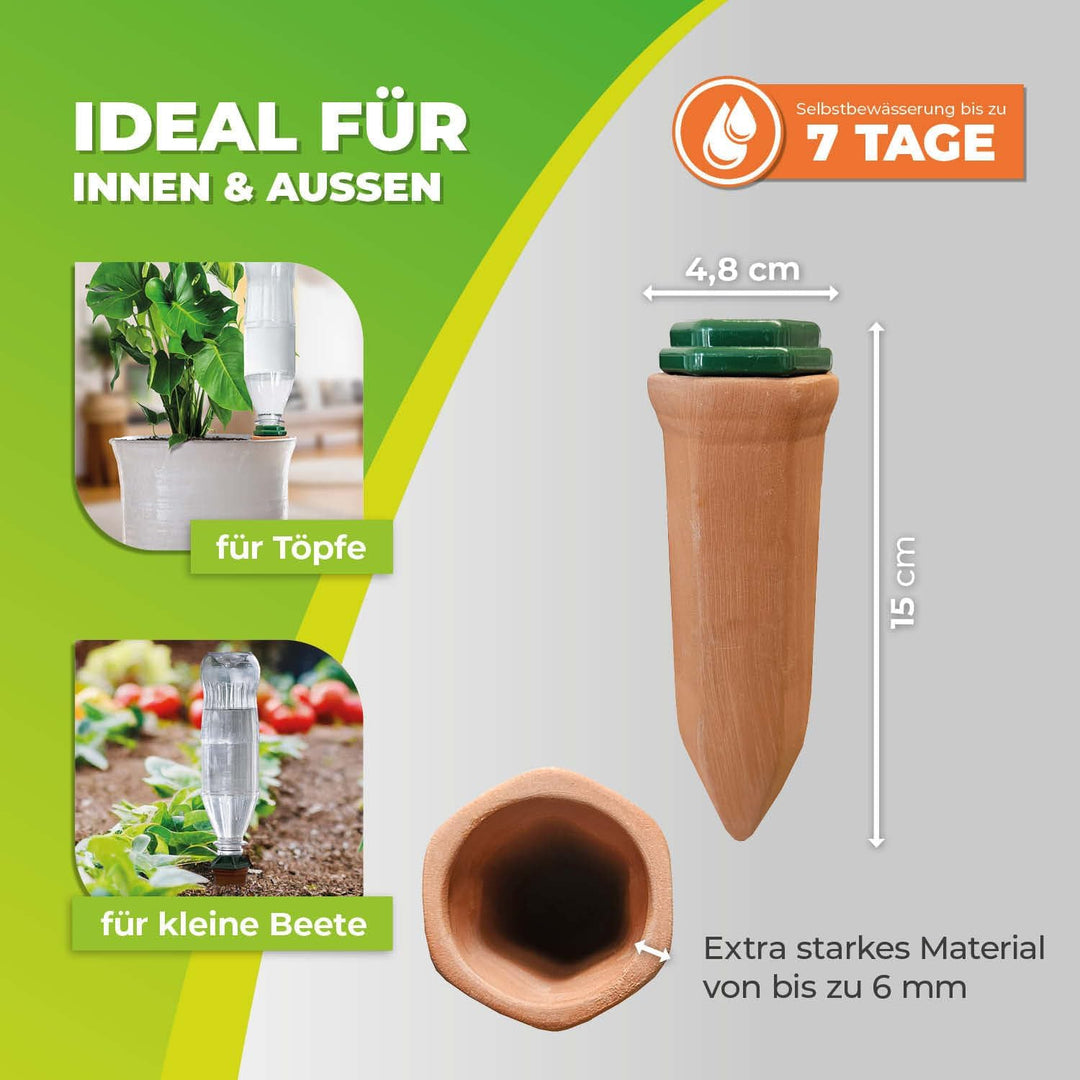 Bio Green Pflanzen Bewässerung Hydro Classic Tonkegel, terracotta/grün - für PET Flaschen Classic 4