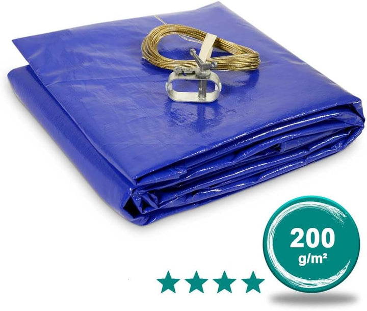 Premium Abdeckplane Rundpool 200 g/m² blau schwarz | Sommer- und Winterabdeckung | Schwimmbad Poolab