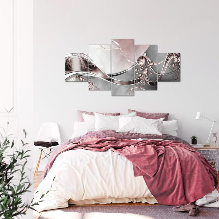 Runa Art - Bilder Abstrakt 200 x 100 cm 5 Teilig XXL Wanddekoration Design Grau Rosa 109151a 200 x 1