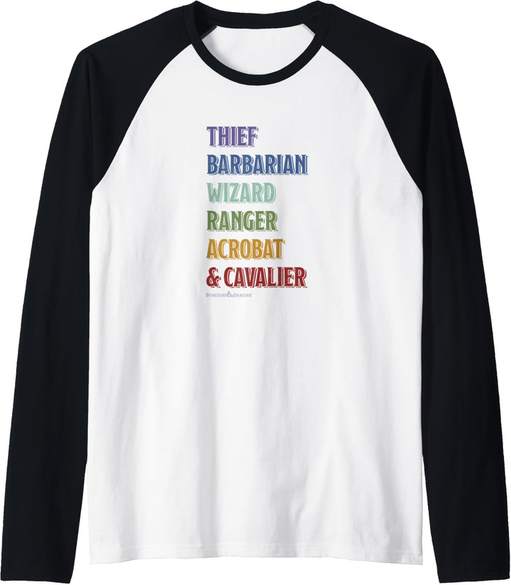 Dungeons &amp; Dragons Class Rainbow Text Stack Raglan