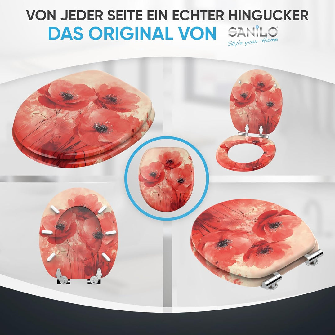 Sanilo Toilettendeckel mit Absenkautomatik, hochwertiger WC Sitz, einfache Montage, stabile Scharnie