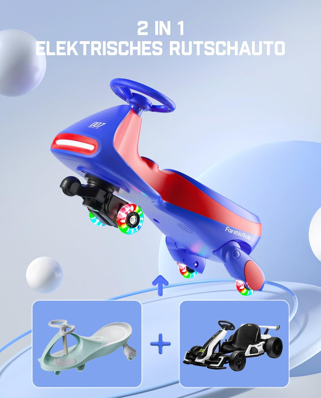 FanttikRide N7 Pro Kinder Elektroauto, Elektrisches Rutschauto mit Pedal, Typ C aufladbar Batterie K