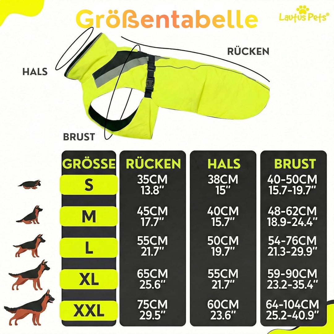 Wasserdichter Regenmantel für Hunde – Reflektierender, Leuchtend pinkfarbener Regenmantel mit Leinen