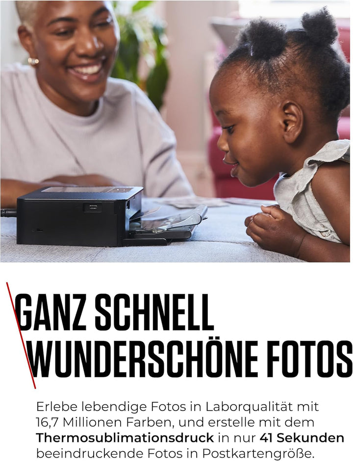 Canon SELPHY CP1500 Mobiler Fotodrucker mit Papierset, Schwarz - Drahtloser Bluetooth-Drucker mit Zu