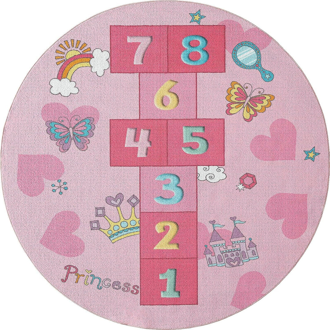 the carpet Happy Life Kinderzimmer, Kinderteppich, Spielteppich, Waschbar, Zahlenteppich, Hüpfteppic