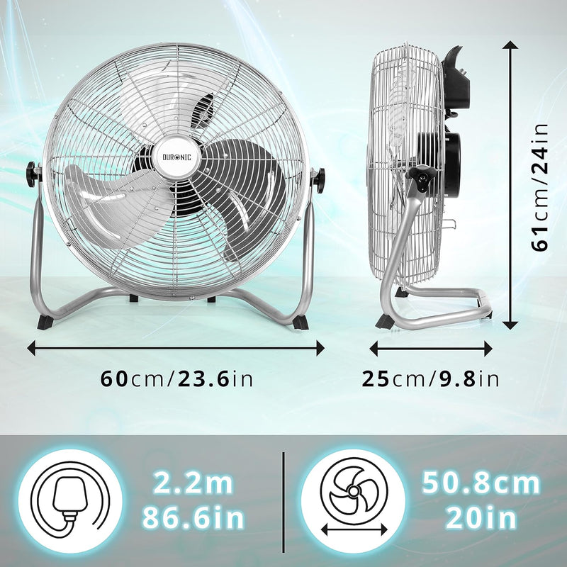 Duronic FN20 Bodengebläse | Ventilator 50 cm | Bodenventilator mit 4 Geschwindigkeitsstufen | 120 W