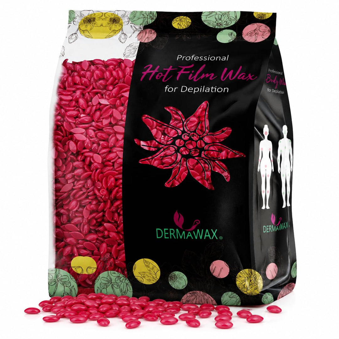 Dermawax 500g Rose Wachsperlen mit Kokosöl – Professionelles Heisswachs zur Haarentfernung – Sanftes