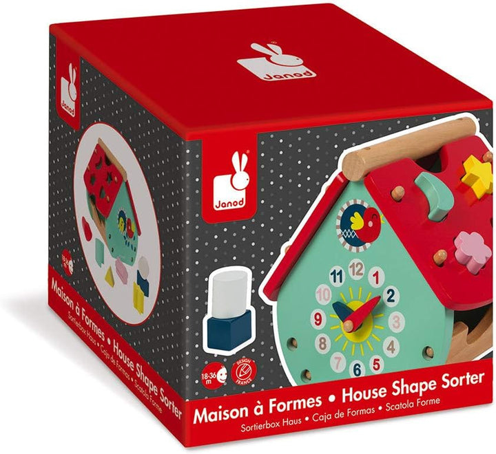 Janod - Baby Forest Formen-Steckspiel aus Holz, Haus, Bausteine, frühes Alter und Lernspielzeug, zum