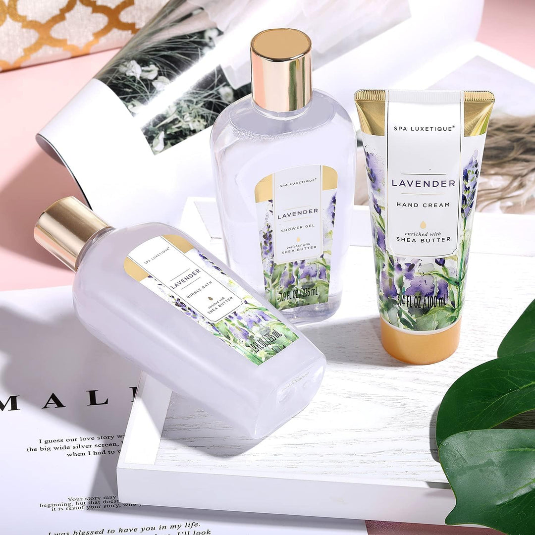 SPA LUXETIQUE 15tlg Lavendelduft Bade Geschenkset, Valentinstag Geschenke für Frauen mit Duschgel, B