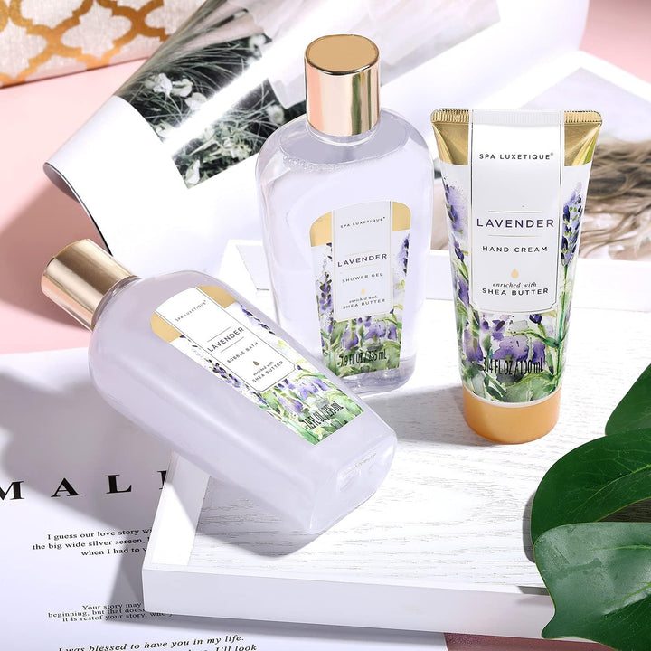 SPA LUXETIQUE 15tlg Lavendelduft Bade Geschenkset, Valentinstag Geschenke für Frauen mit Duschgel, B