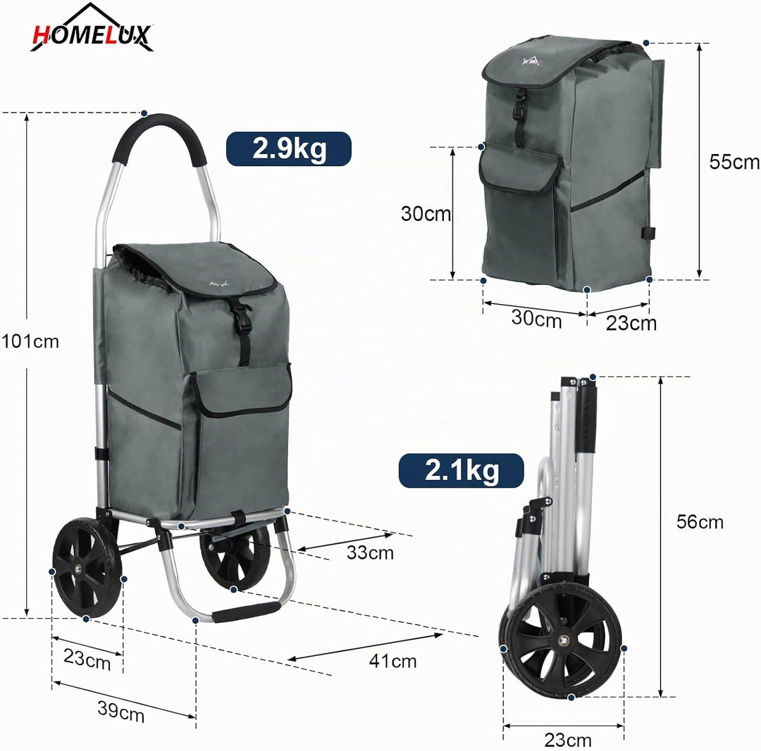 Einkaufstrolley, HOMELUX klappbar, Stabiler Einkaufswagen, grosse Kapazität 41 L, multifunktional, H