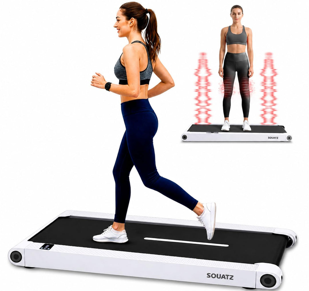 Squatz 2 in 1 Walking Pad- mit Vibration, Laufband für Zuhause, 6 km/h, mit APP & Bluetooth, Unter-d