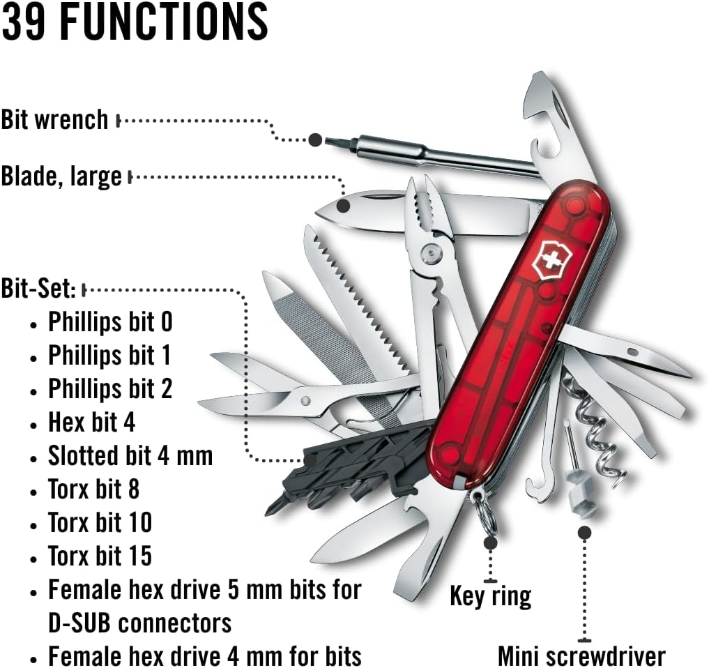 Victorinox Taschenmesser Cyber Tool L (39 Funktionen, Metallfeile, Bit-Schlüssel, Kugelschreiber, Za