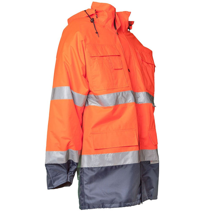 Grösse 4XL Herren Planam Warn-/Wetterschutz Parka 2-farbig orange marine Modell 2056