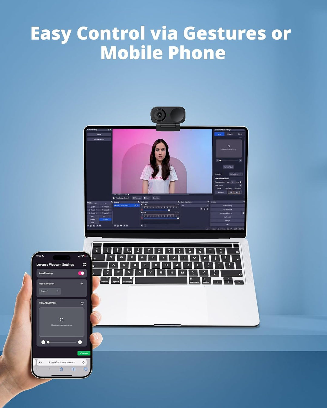 LOVENSE Webcam 2 4K – 1/2"-Sensor, AI-Rauschunterdrückung, True-Focus-Autofokus, automatische Bildau