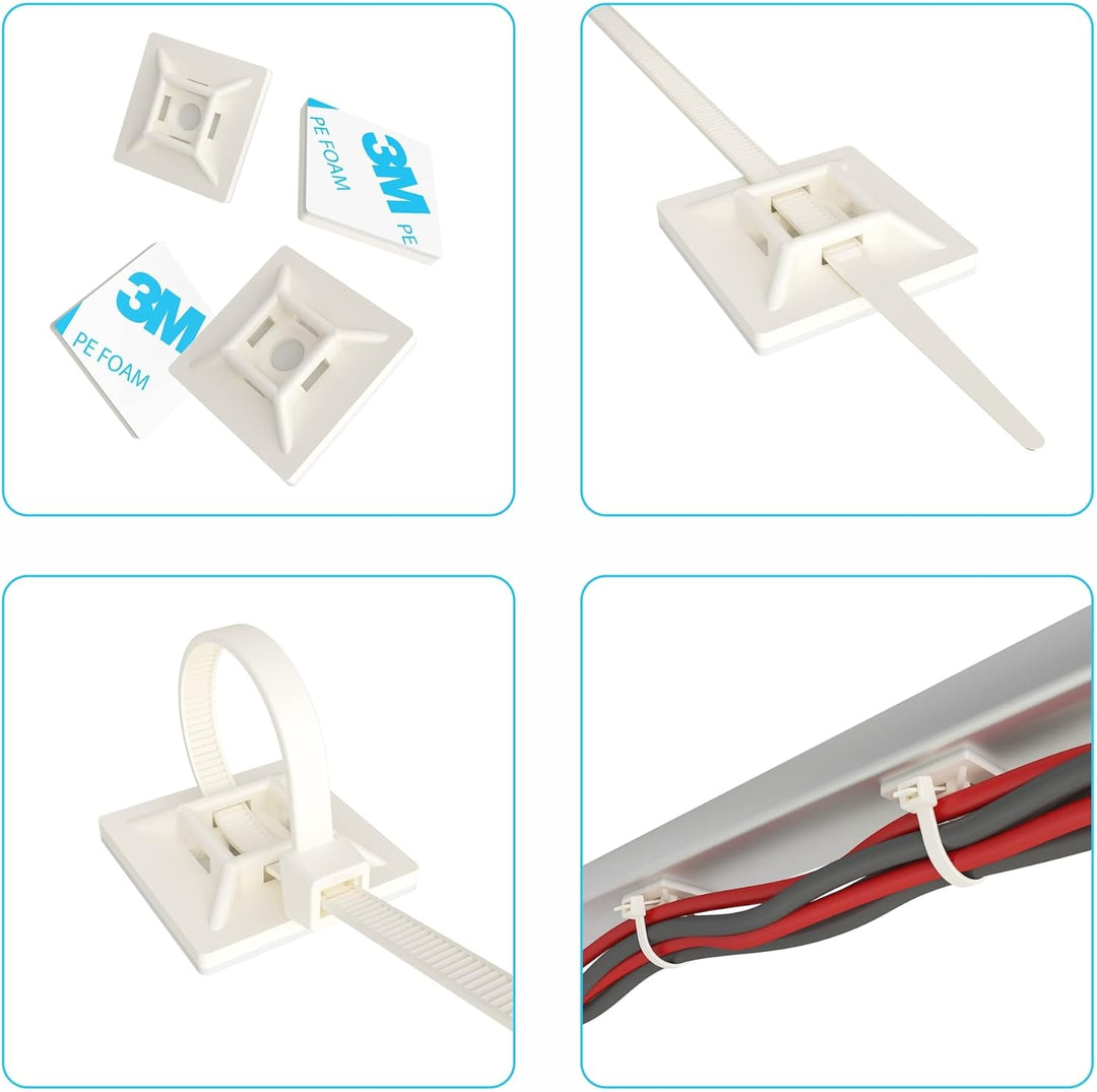 intervisio Klebesockel für Kabelbinder 28 mm x 28mm Montagesockel kabelbinderhalter Set Schraubsocke