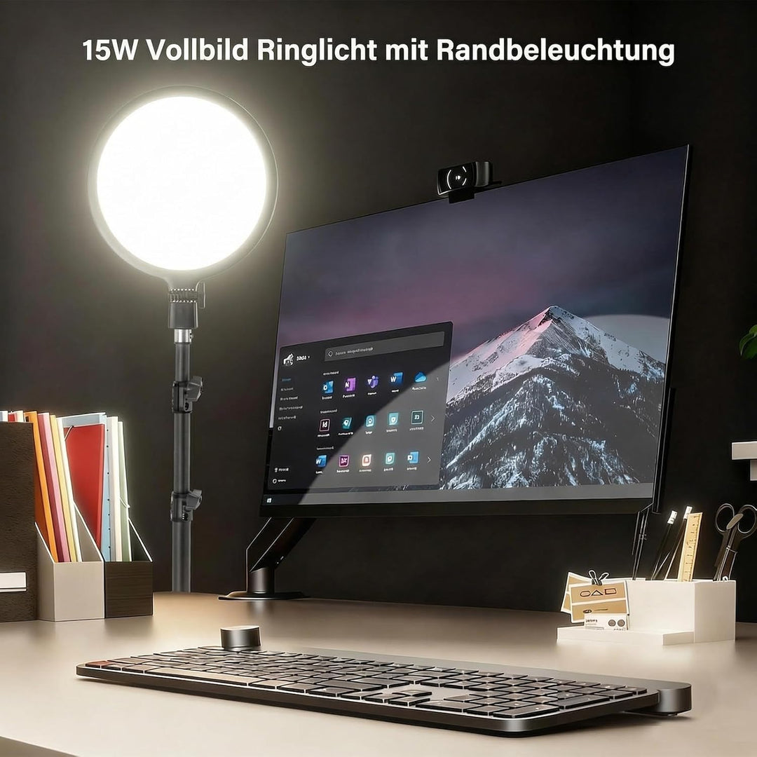 NEEWER BASICS 10" Ringlicht mit 63" Stativ/Handyhalterung/Fernbedienung kompatibel mit iPhone, 15W,