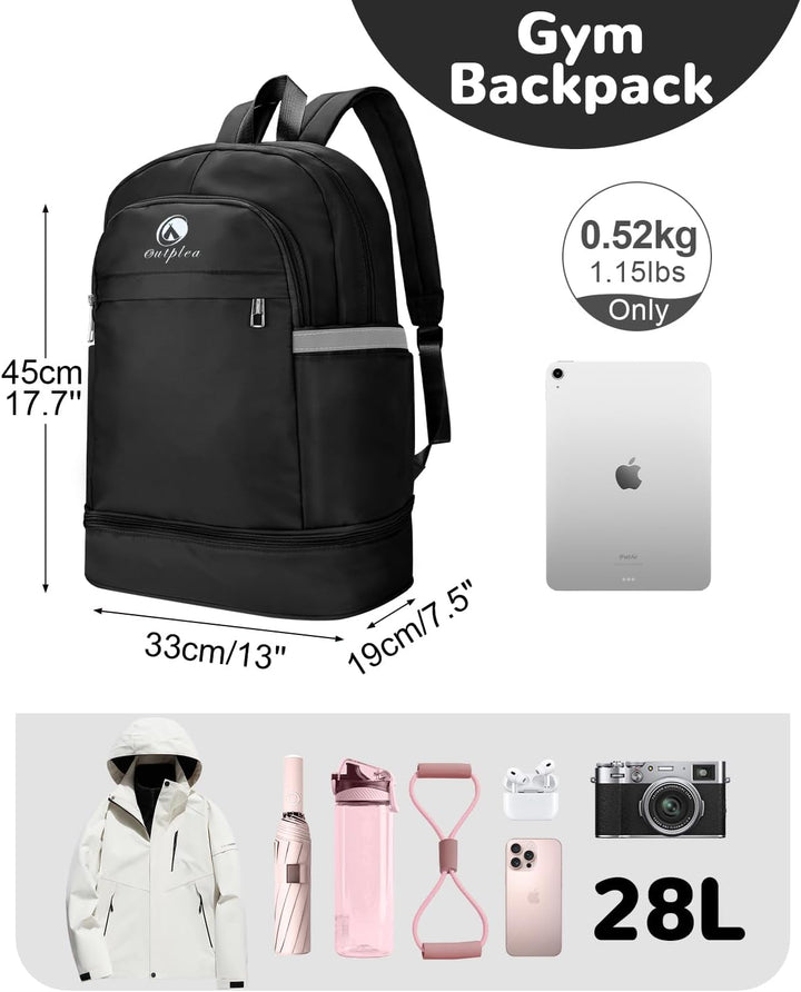 28L Reiserucksack Herren Damen, Schwimmrucksack mit Nasser Taschen, Wasserdichter Sportrucksack mit