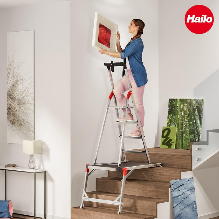 Hailo TP1 Treppenpodest - Arbeitsplattform aus Rutschfester Siebdruckplatte mit Tragegriff und integ