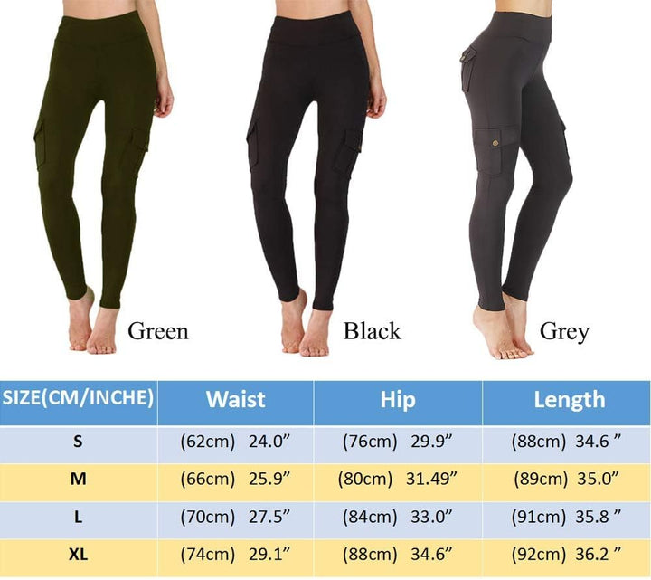 Nuofengkudu Damen High Waist Sporthose Leggings mit Taschen, Schwarz