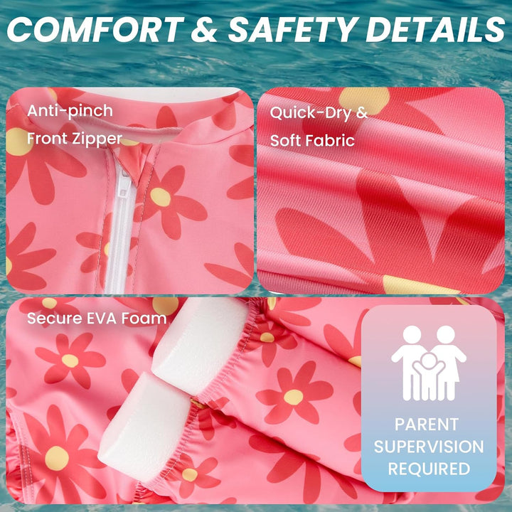 Badeanzug Baby Mädchen mit Floatation Kleinkind Schwimmtraining Hilfe Schwimmende Badeanzug Langarm