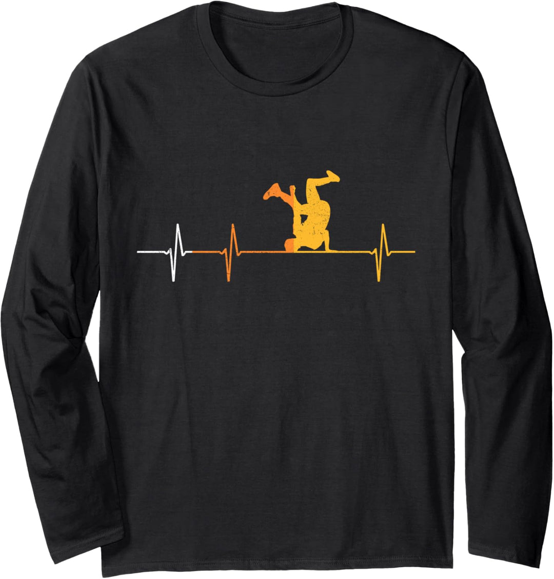 Breakdance Herzschlag Herzfrequenz Breakdancer Langarmshirt