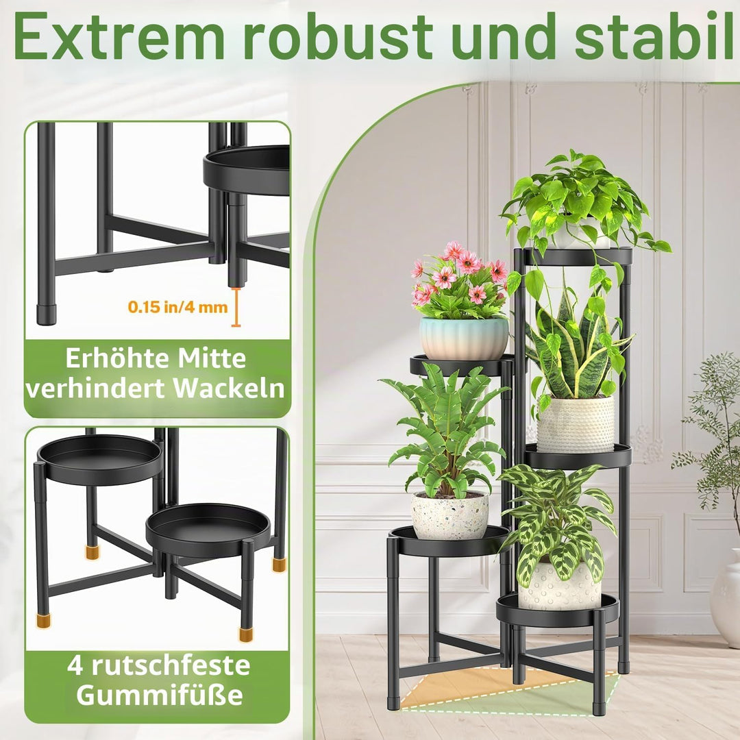 iDavosic.ly 5 Etagen Metall Pflanzenständer Blumentopfständer, Mehrstöckig Pflanzenregal Blumenregal