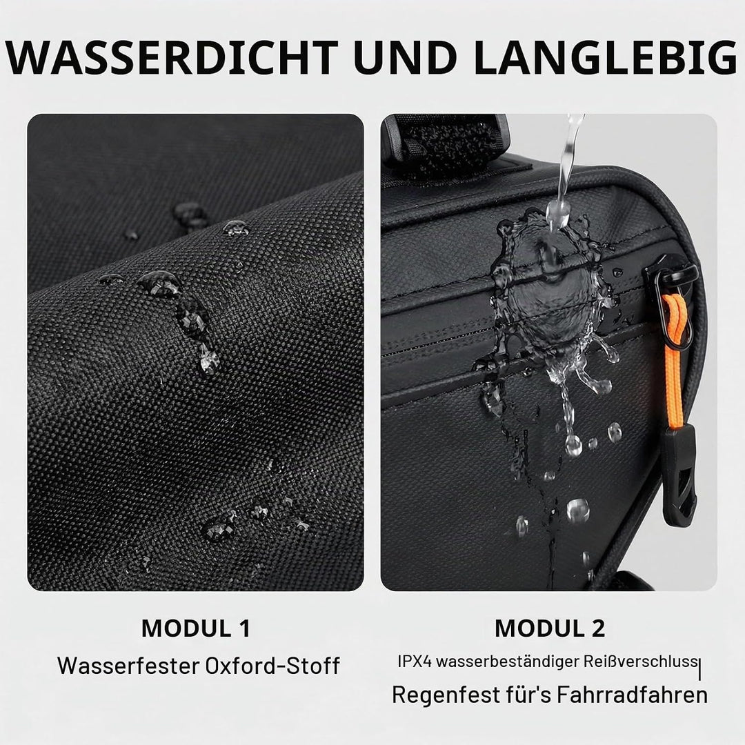 Rahmentasche Fahrrad 1,8 L, Fahrradtasche Rahmen mit Seitentasche, Fahrrad Dreiecktasche, Reflektier