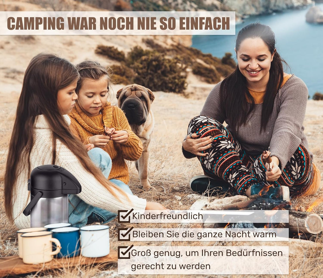Vondior Airpot Pumpkanne - Professionelle isolierte Kaffeekaraffe aus Edelstahl, Thermoskanne, Therm