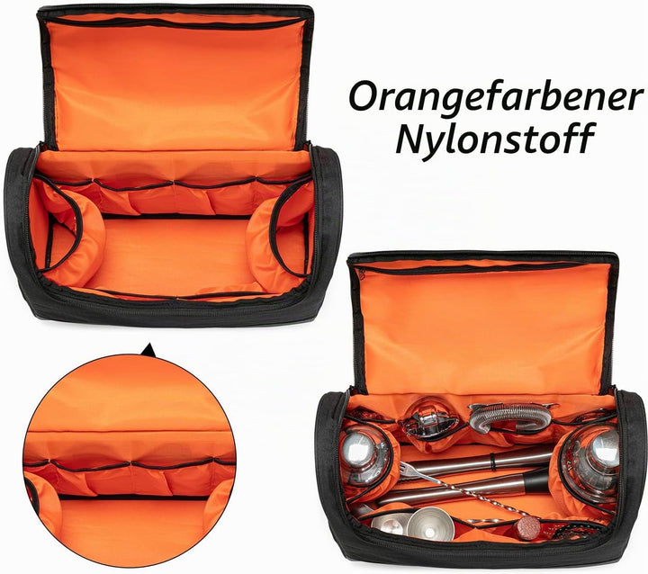 CURMIO Bartender Set Aufbewahrungstasche, Tragetasche für Cocktail Set, Cocktailshaker Bar Set, Reis