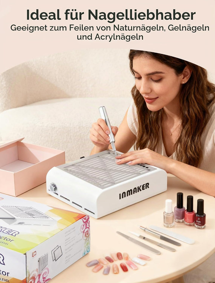Staubabsaugung für Nägel, 60W Nagelstaubsauger mit 2 Wiederverwendbaren Filters, Professionell Nagel