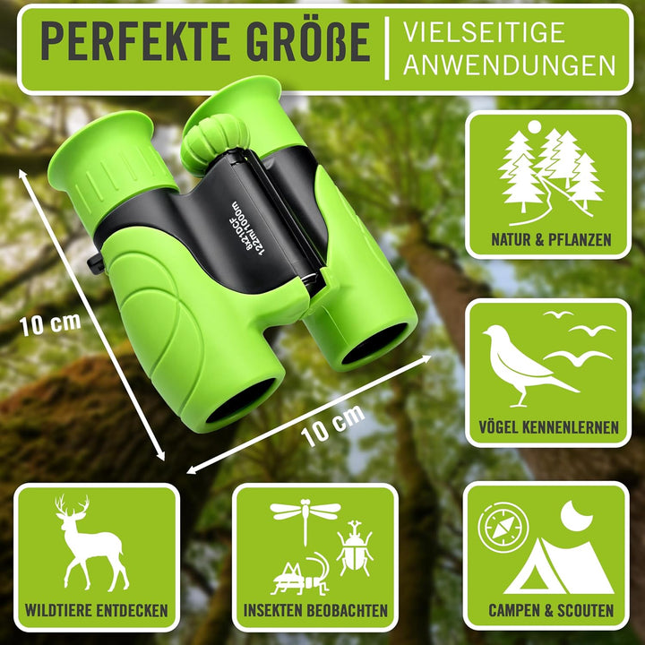 ASTRADA® Fernglas für Kinder [XXL Entdecker-Set] Robustes Kinderfernglas ab 3 Jahre mit Lupe, Kompas