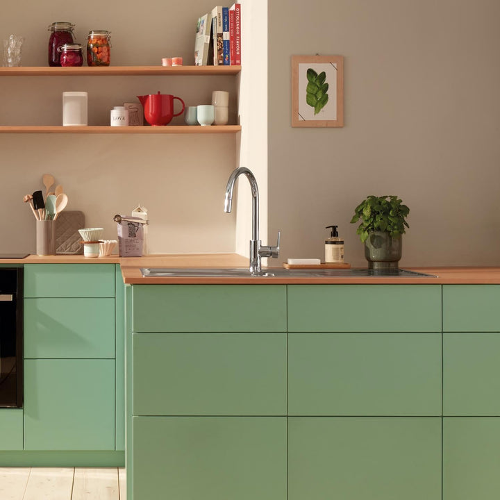 GROHE StartEdge - Einhand- Spültischarmatur (hoher Auslauf, herausziehbare Mousseurbrause, Schwenkbe