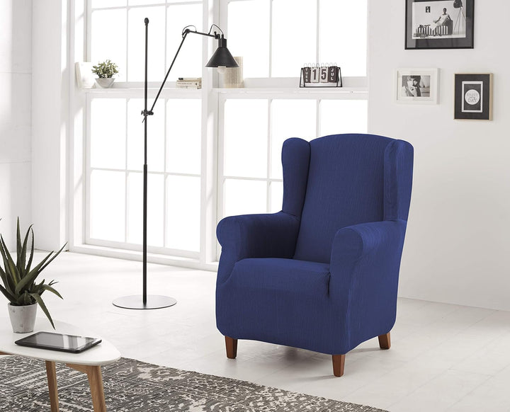 Estoralis Berto Stretch Husse für Ohrensessel, Stoff, Blau Ohrensessel Blau, Ohrensessel Blau