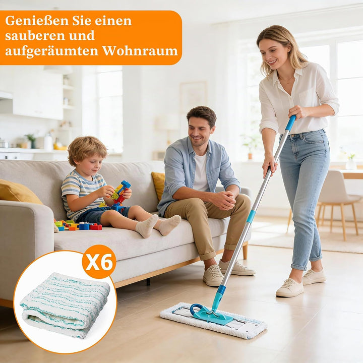 6 Stück Ersatz-Wischbezüge für Leifheit Profi XL Micro Duo / Profi XL Cotton Plus,Mikrofaser Wischbe