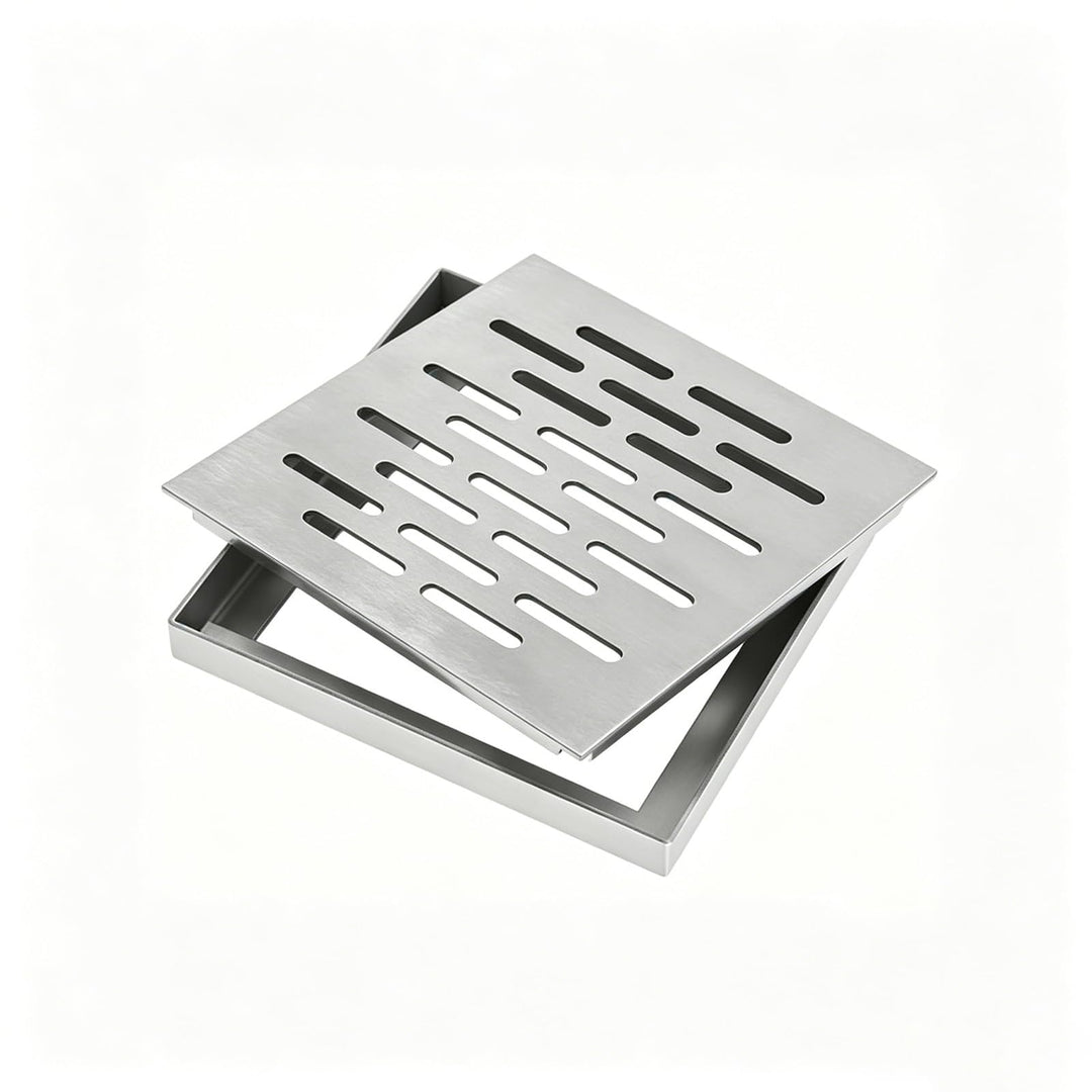 Edelstahl Bodenablauf 200x200x20MM, Duschablauf Abdeckung mit Geruchsverschluss, Schneller Wasserabl